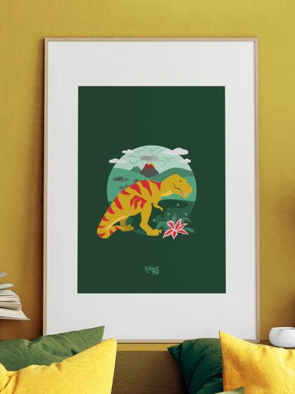 Framed illustrated print of Tyrannosaurus Rex