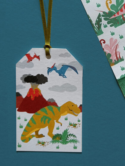 t-rex gift tag