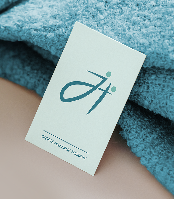 JH Spots Massage Therapy logo and business card