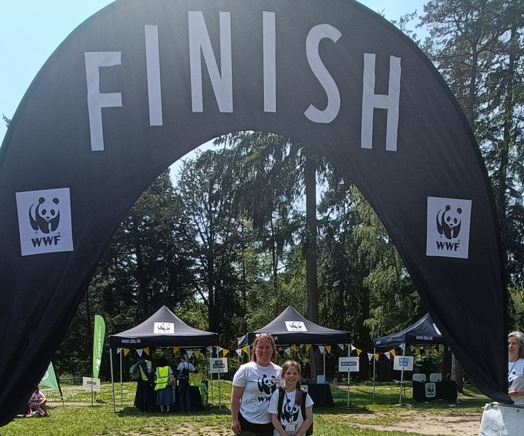 Min and Jess at the finish line of their 10 mile walk for WWF's GREAT WILD WALK