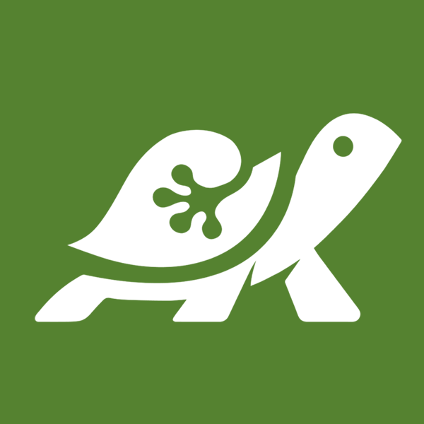 Celtic Rewilding logo of turtle on green background