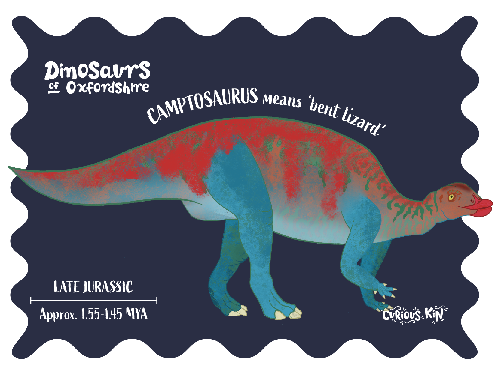 Illustration of camptosaurus found in stonesfield oxfordshire