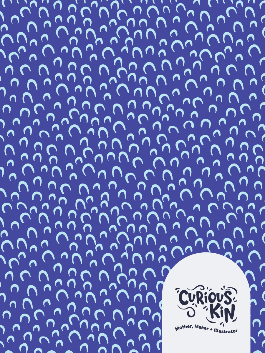 Seamless pattern swatch of a hand drawn abstract bumpy semi circle pattern.