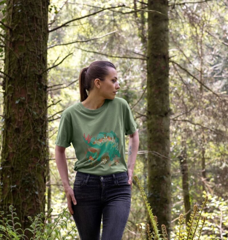 Tropical stegosaurus printed t-shirt - Image 2