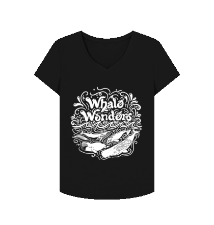 Whale wonders womens v-neck printed t-shirt