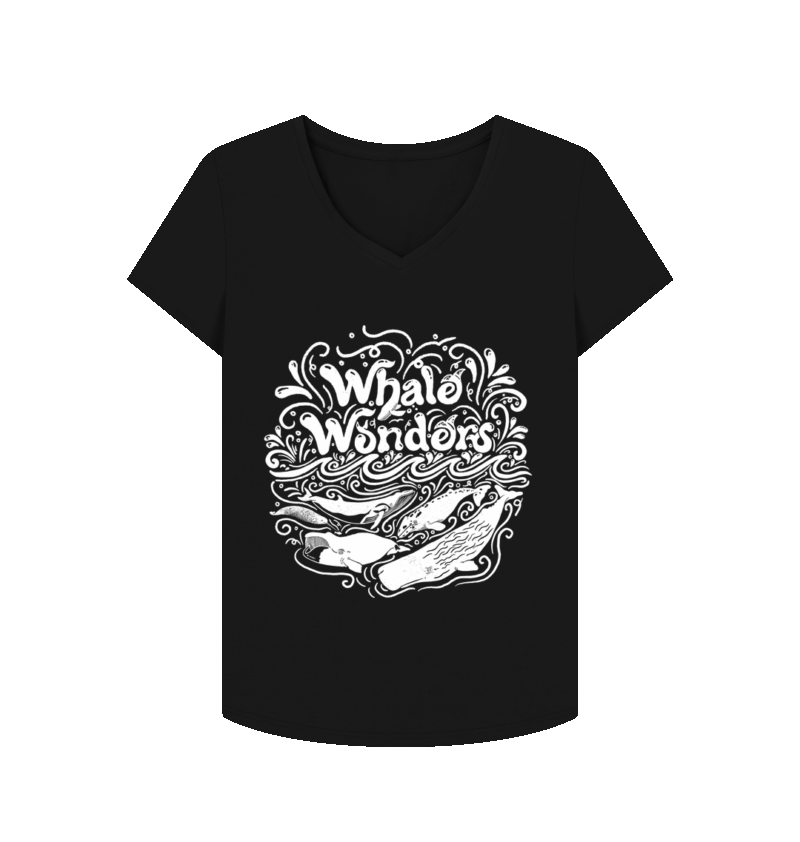 Whale wonders womens v-neck printed t-shirt