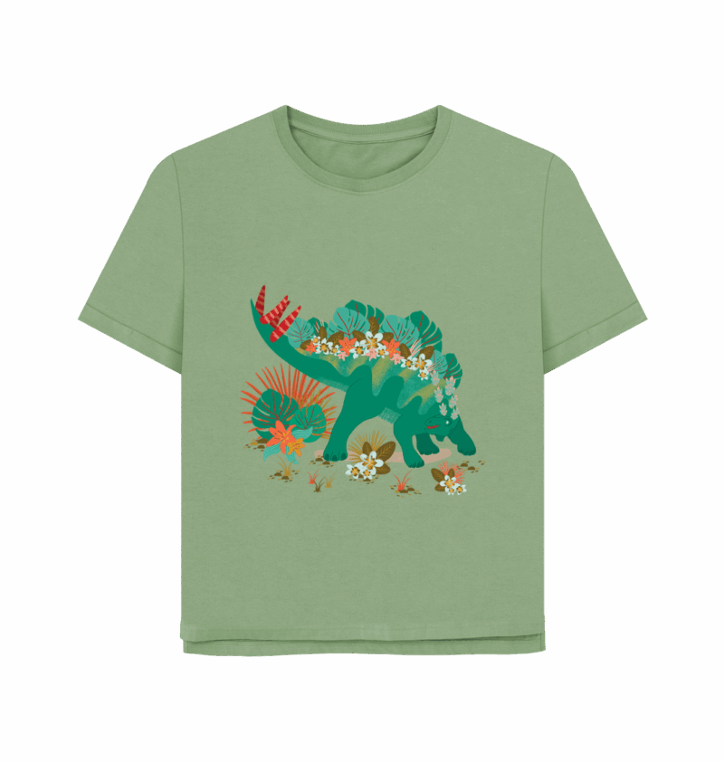 Tropical stegosaurus printed t-shirt