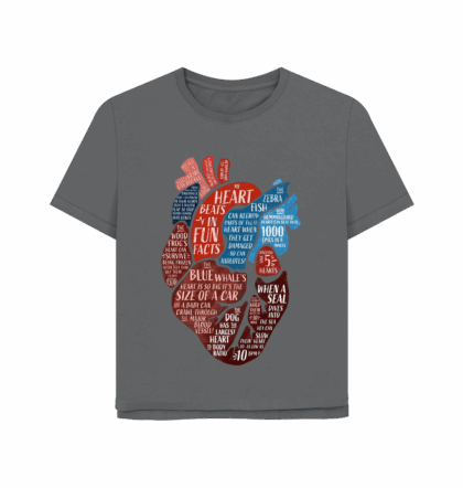 My heart beats in fun facts relaxed fit womens printed t-shirt