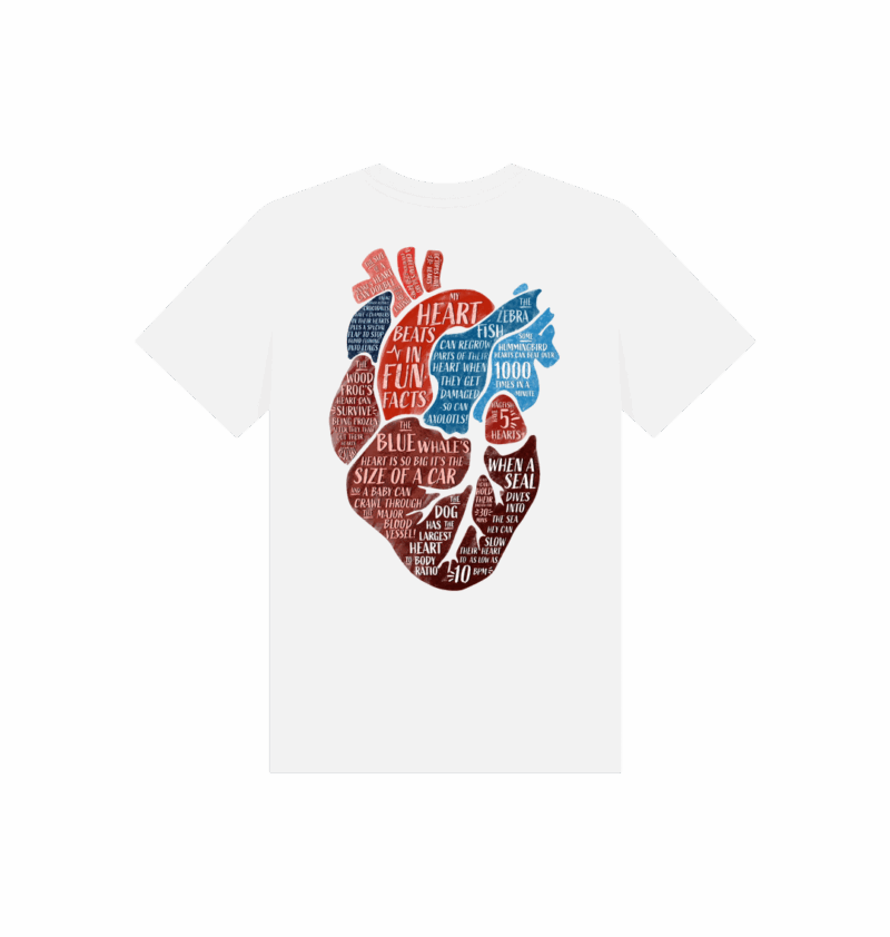 My heart beats in fun facts double sided organic childrens printed t-shirt - Image 2