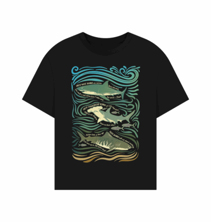 Great Sharks Fun Facts printed organic womens relaxed fit t-shirt
