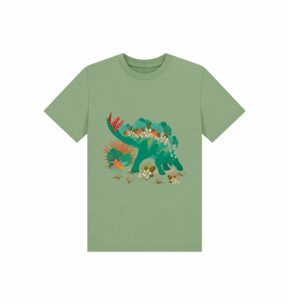 Tropical stegosaurus printed childrens t-shirt