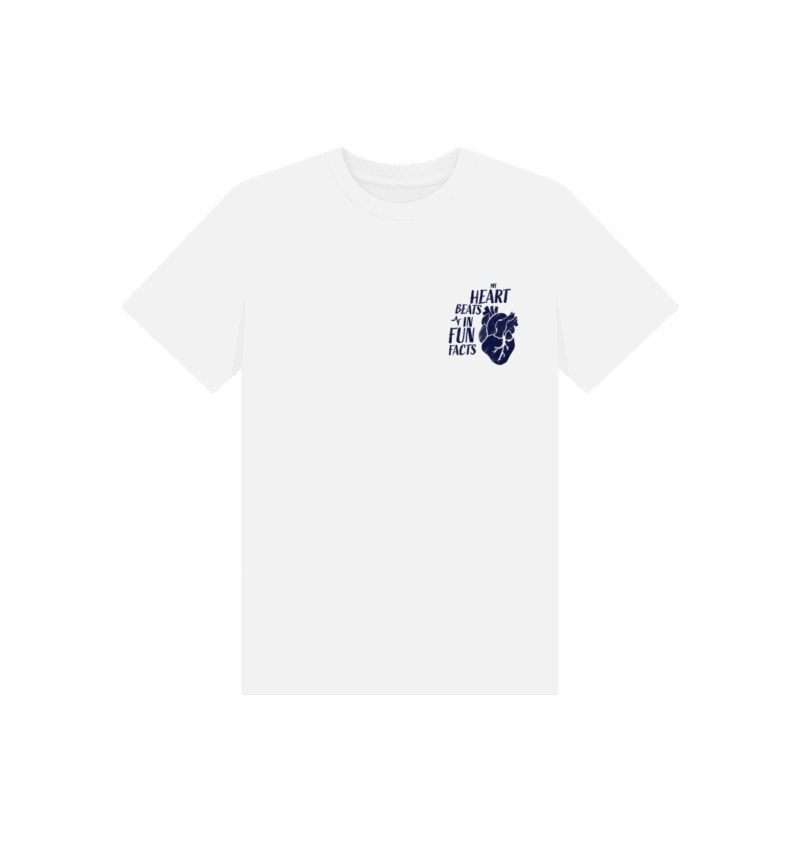 My heart beats in fun facts double sided organic childrens printed t-shirt