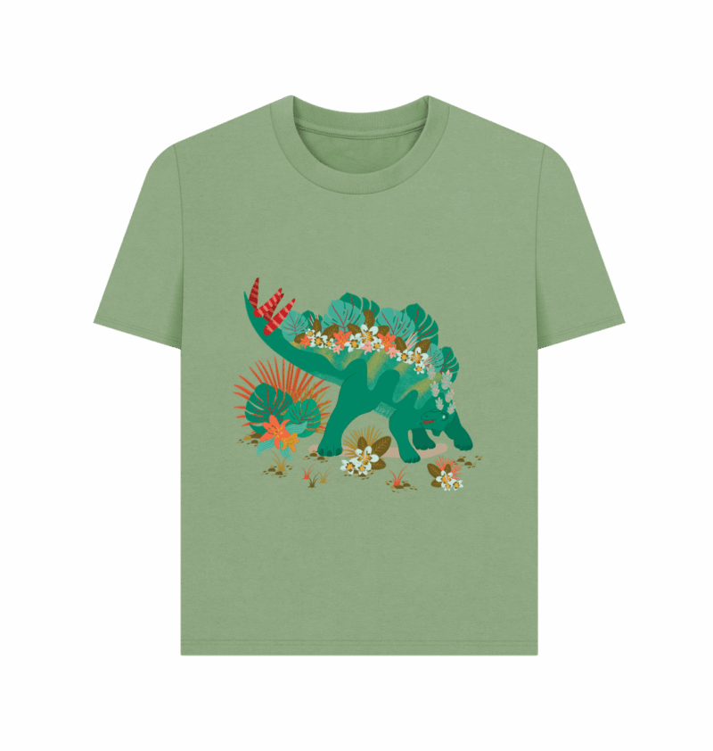 Tropical stegosaurus regular fit printed t-shirt