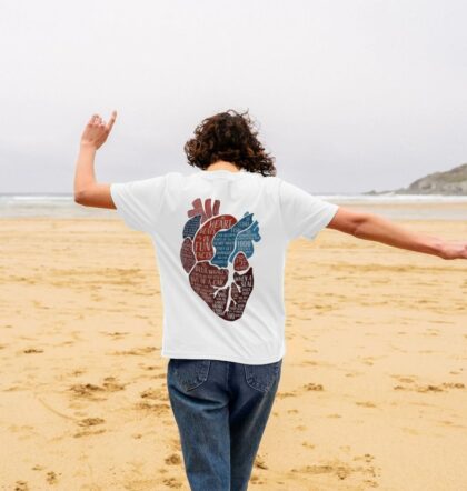 My heart beats in fun facts double sided organic printed t-shirt