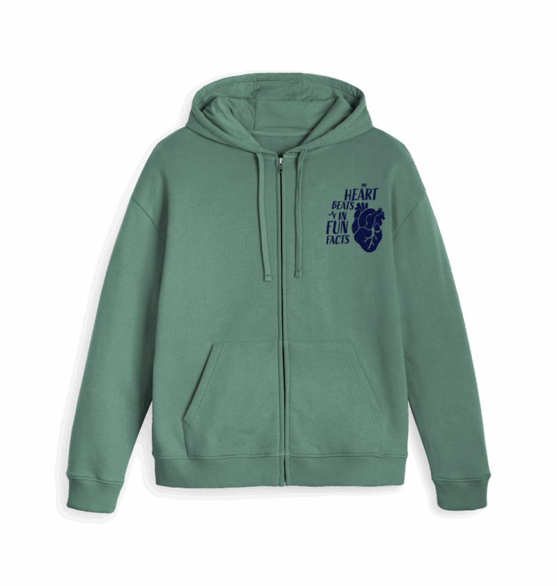 My heart beats in fun facts emblem zipped hoody, unisex - Image 2