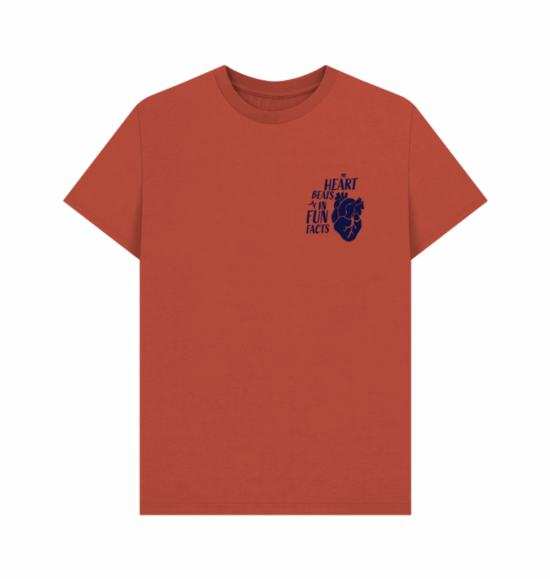 My Heart Beats in Fun Facts printed t-shirt, regular fit, (double sided print)