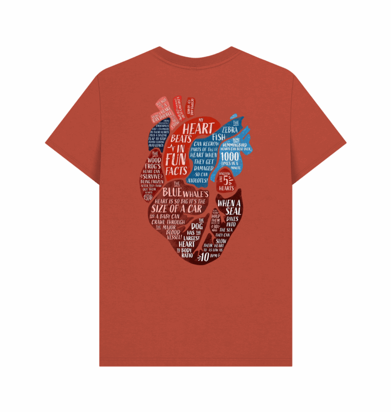My Heart Beats in Fun Facts printed t-shirt, regular fit, (double sided print) - Image 2
