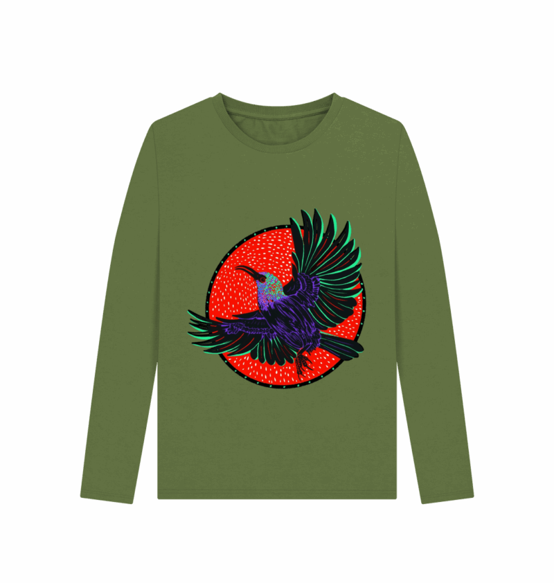 Palestinian Sunbird printed long sleeved top, women's fit