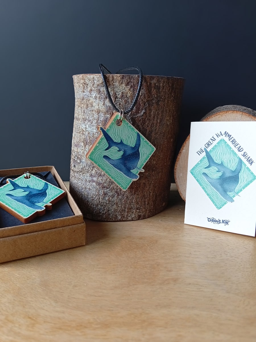 Great hammerhead shark wooden necklace