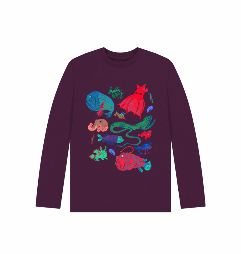 Really 'weird' sea creatures children's long sleeved printed top