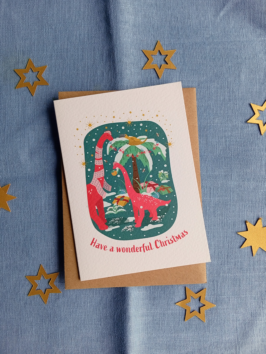 Christmas Brachiosaurus Dinosaur A6 Greetings Card