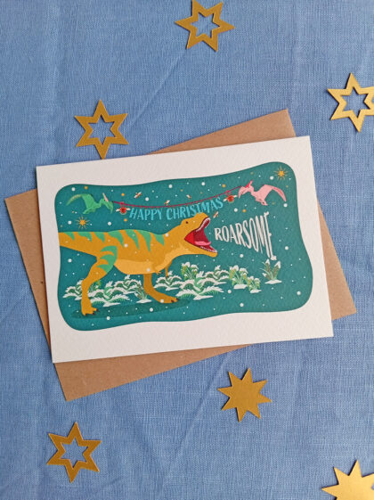 T-rex Roarsome Christmas A6 Greetings Card