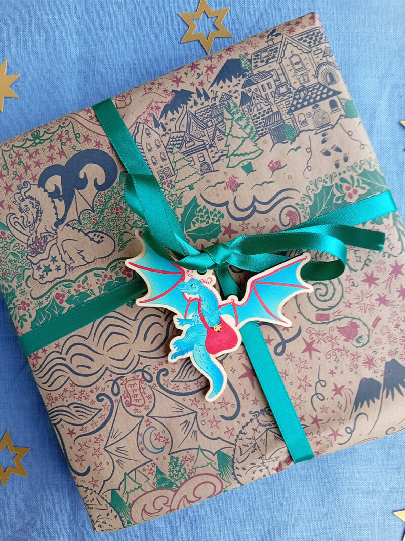 Christmas Dragon Wooden Decoration - Image 2