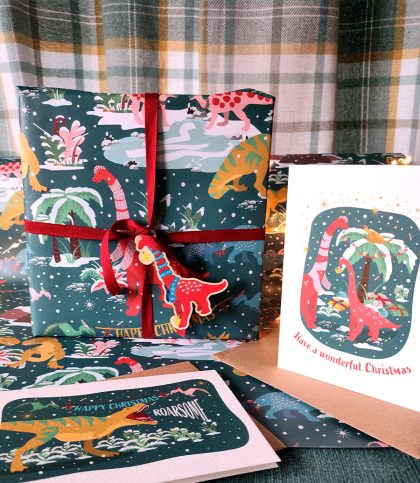 Christmas Dinosaur Luxury Gift Wrap