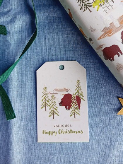 Woolly Rhino Christmas gift tag