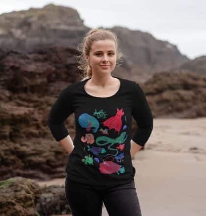Really 'weird' sea creatures scoop necked printed t-shirt