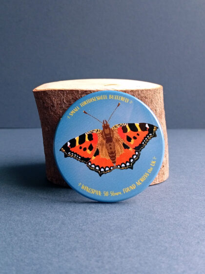 Small Tortoiseshell Butterfly round recycled plastic magnet
