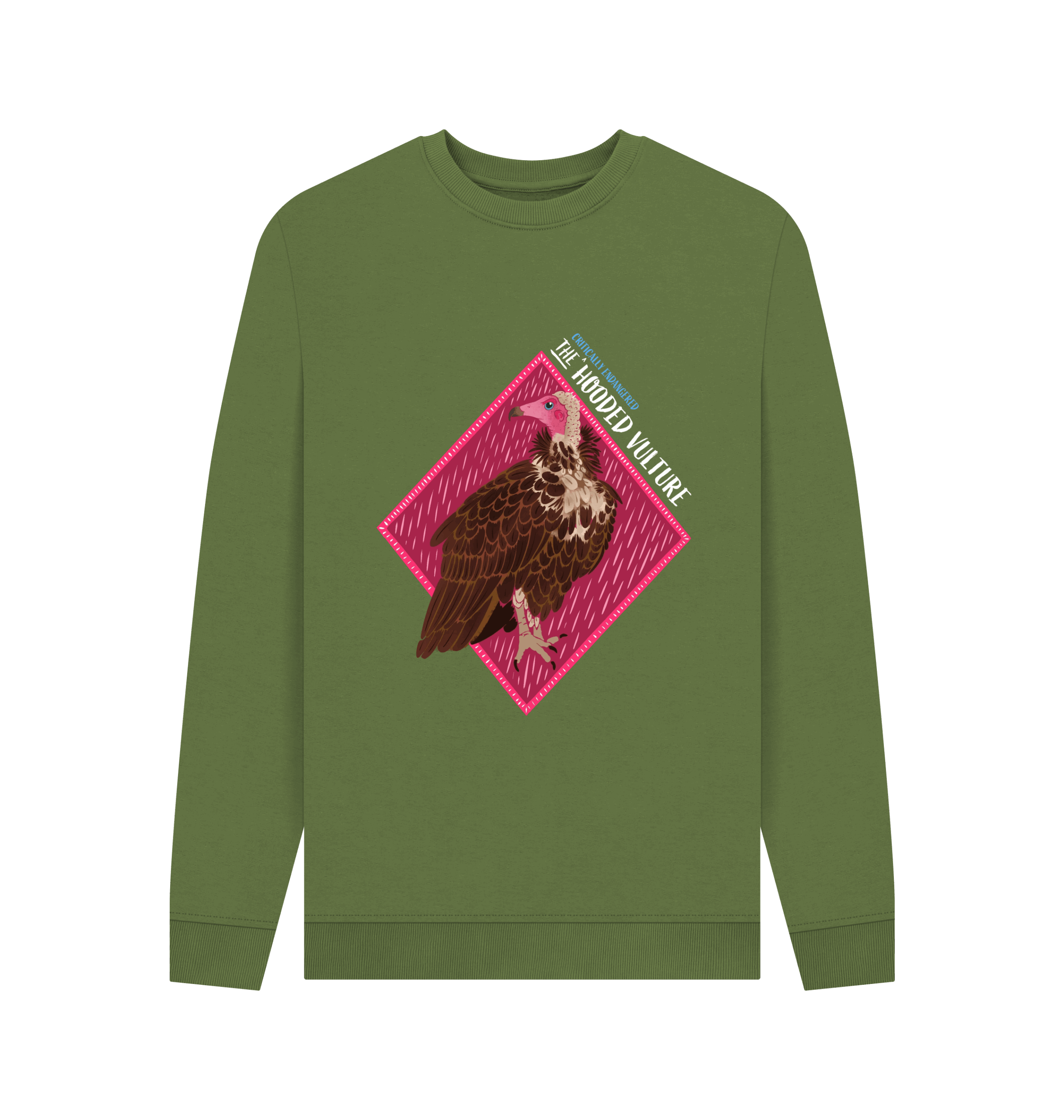 Hooded Vulture, Green, Crew Neck Jumper