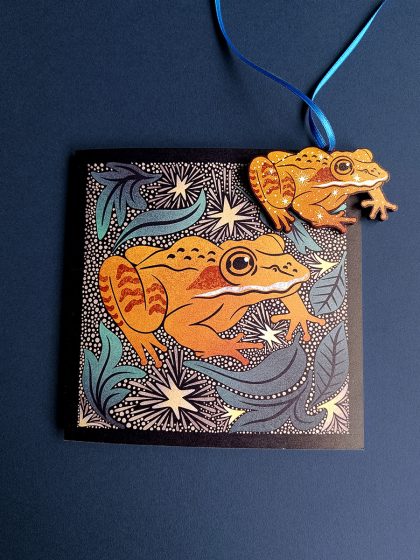 Alaskan wood frog card and decoration