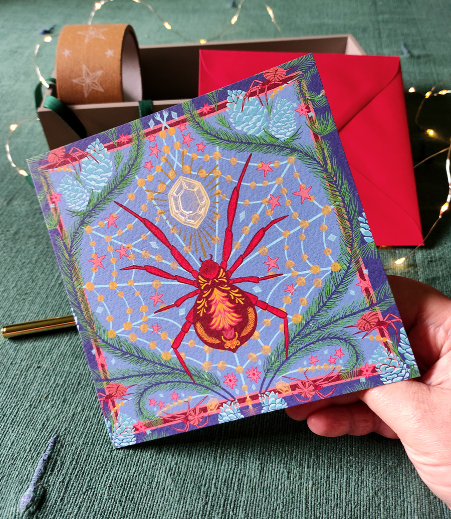 Christmas Spider Square Card