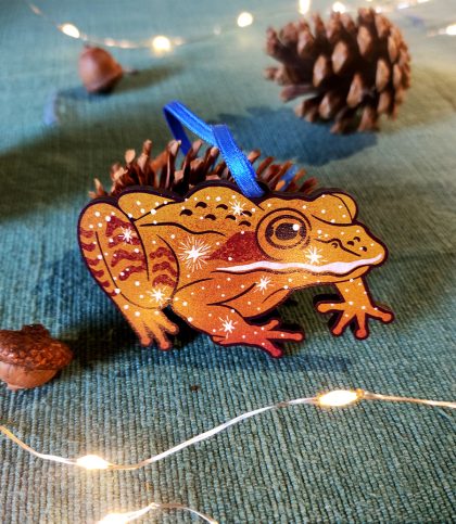 Alaskan wood frog shaped decoration