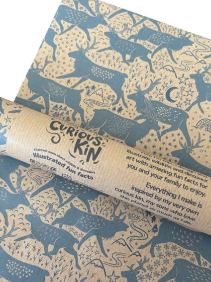 Reindeer recycled wrapping paper, 3 meter roll