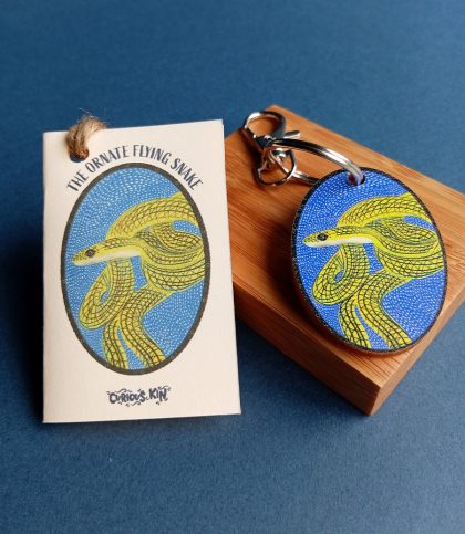 Ornate Flying Snake Wooden Keyring