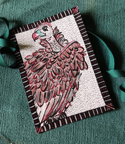 Only one exists human made hand drawn with pen and pencil white headed vulture a6